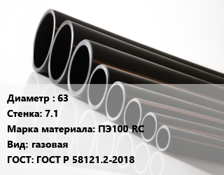 Труба полиэтиленовая 63х7.1 ПЭ100 RC газовая ГОСТ: ГОСТ Р 58121.2-2018, м, 9, Мультипайп, Мультипайп ПРО, Протект цена от 470.25 Тг / м, где купить, условия доставки в Кызылорде и Кызылординской области